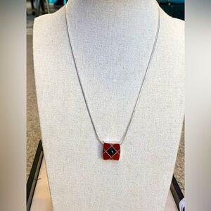 Sterling Silver BOMA Red Pendant Necklace